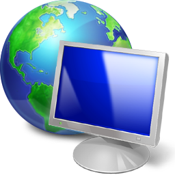 Иконка из Windows7: на переднем плане - компьютер, позади - земной шар