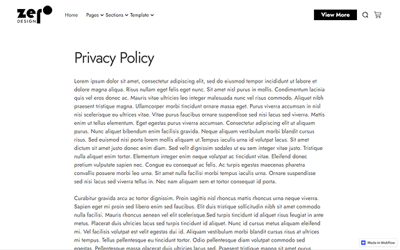Privacy policy page